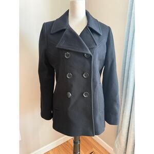Vintage Y2K Jason Kole Women’s Black Wool Blend Peacoat – Size M